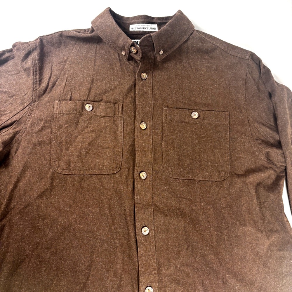 Duluth Trading Free Swingin Flannel Shirt Mens XL Slim Fit Brown Cotton Button